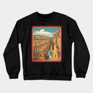 Aqueduct of Segovia Spain Travel Tourism Retro Vintage Crewneck Sweatshirt